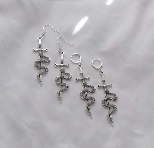 new snake sword earrings