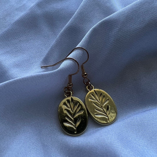 engraved fern earrings