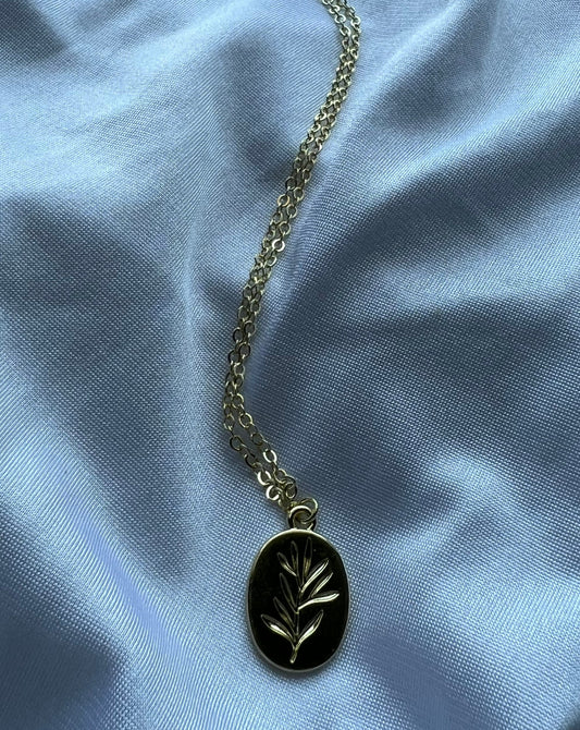 engraved fern necklace